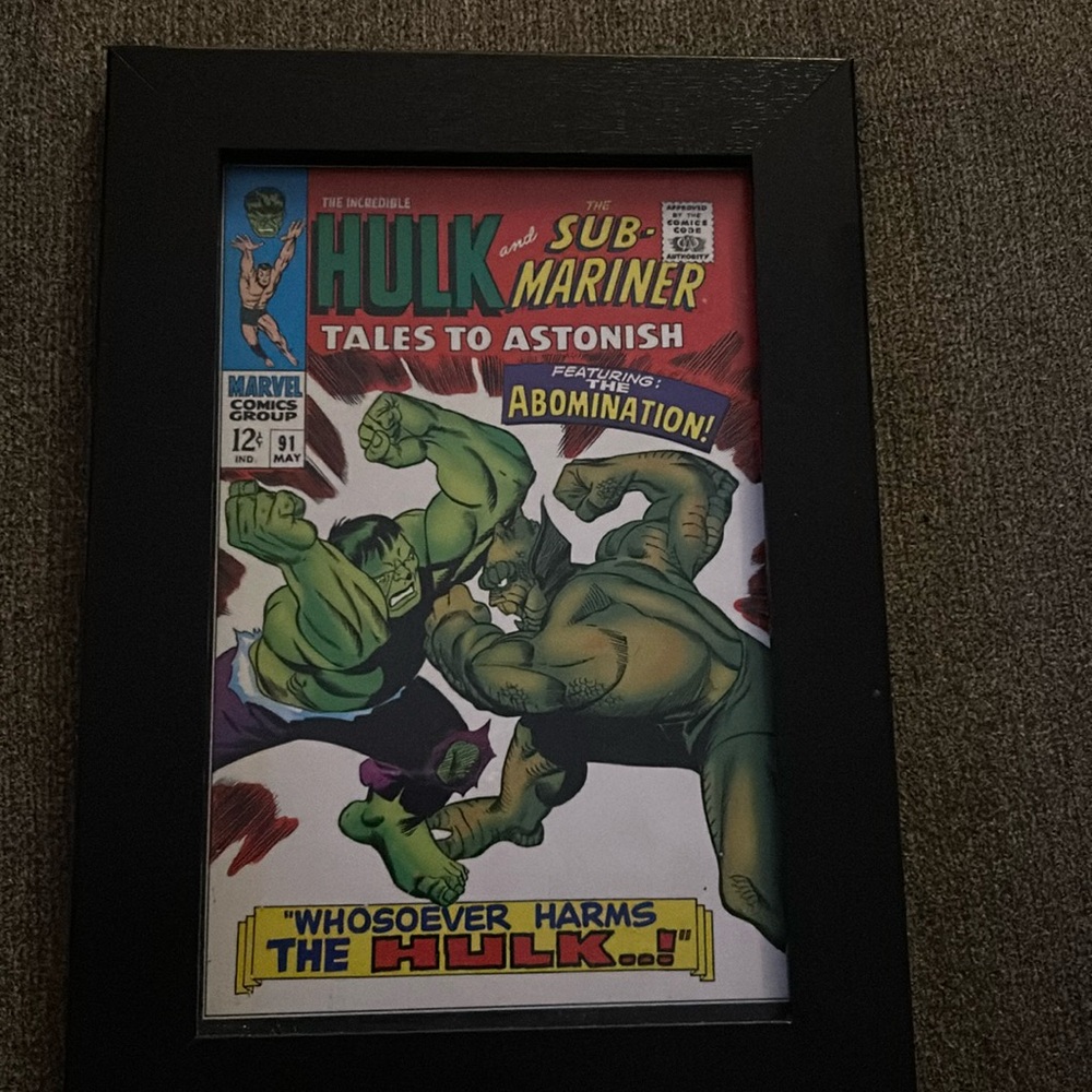 Marvel framed photo including Hulk and Abomination